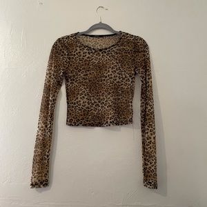 Mesh cheetah print shirt